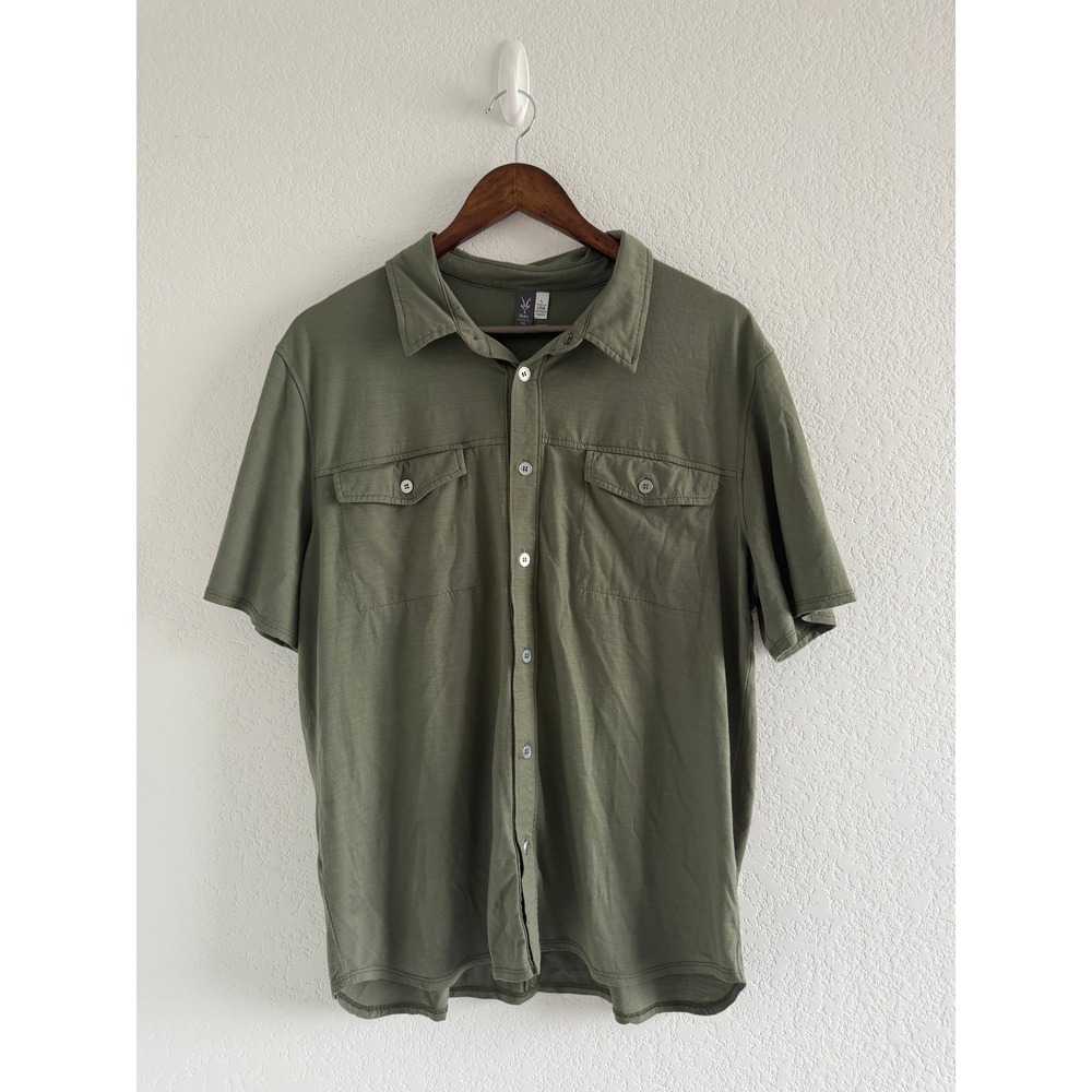 Ibex Outdoor Performance Shirt Size L Green Merino Wool Blend Button Up